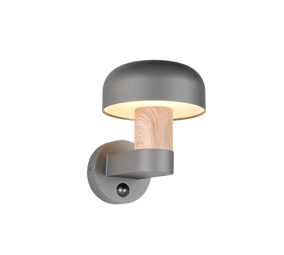 Fraser wall lamp E27 anthracite/wood motion sensor — 262569135
