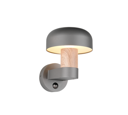 Fraser wall lamp E27 anthracite/wood motion sensor — 262569135