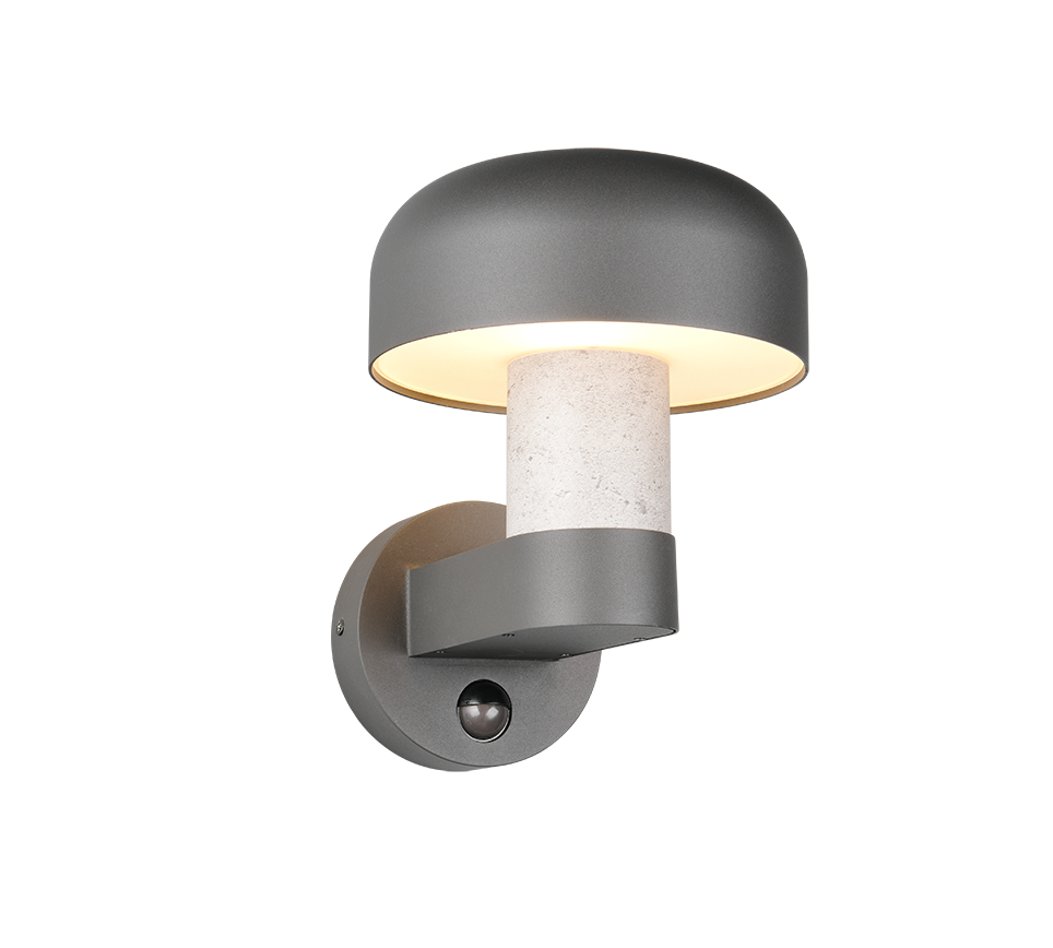 Fraser wall lamp E27 anthracite/concrete look motion sensor — 262569178