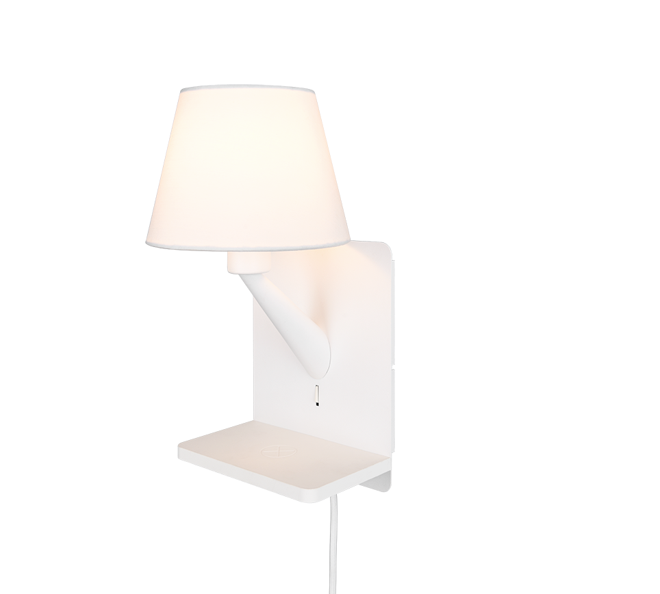 Comfort wall lamp E14 matt white with charging station — 262670131