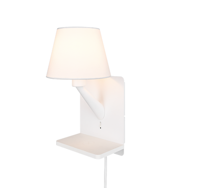 Comfort wall lamp E14 matt white with charging station — 262670131