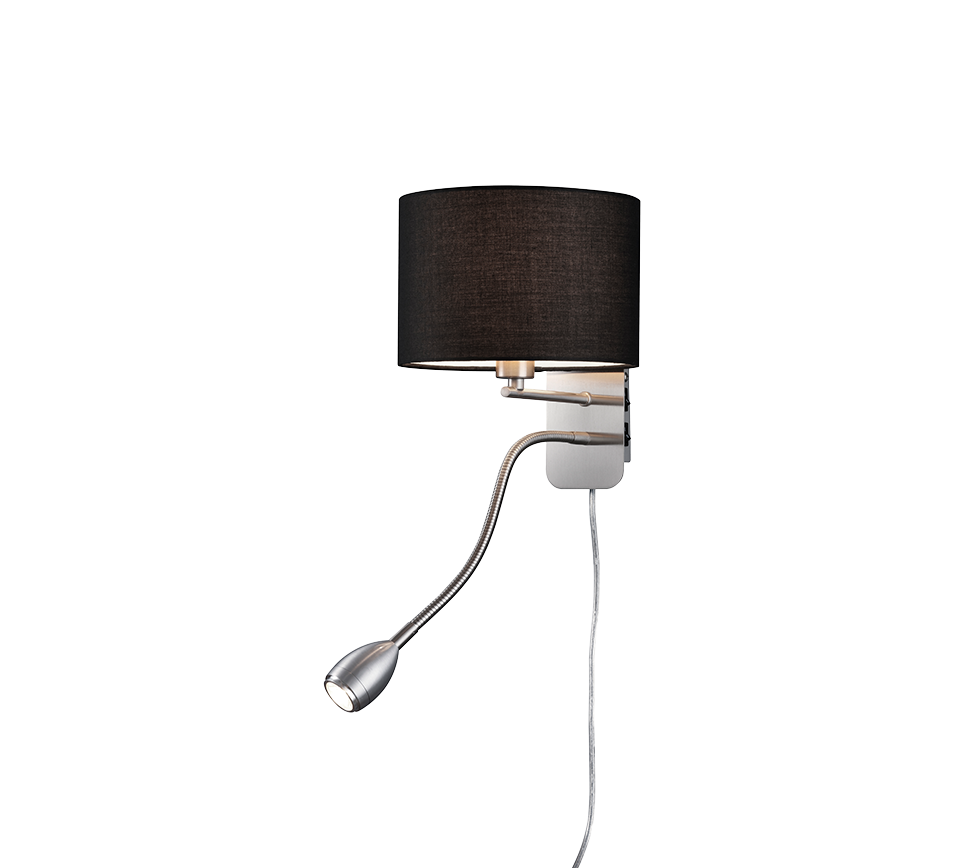 Hotel wall lamp with reading light E14 + LED black — 271170202