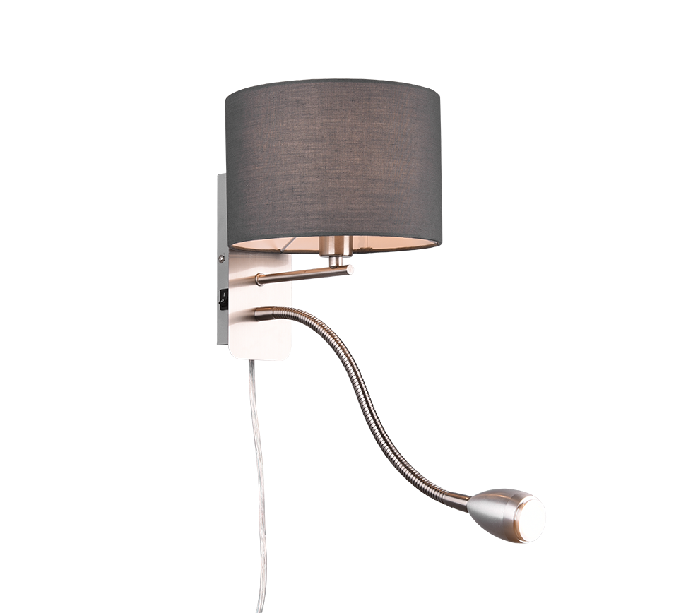 Hotel wall lamp with reading light E14 + LED grey — 271170211
