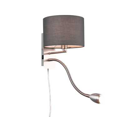 Hotel wall lamp with reading light E14 + LED grey — 271170211