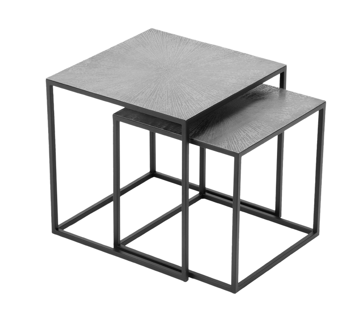 Hira serial table 40 x 40 cm + 35 x 35 cm black/silver