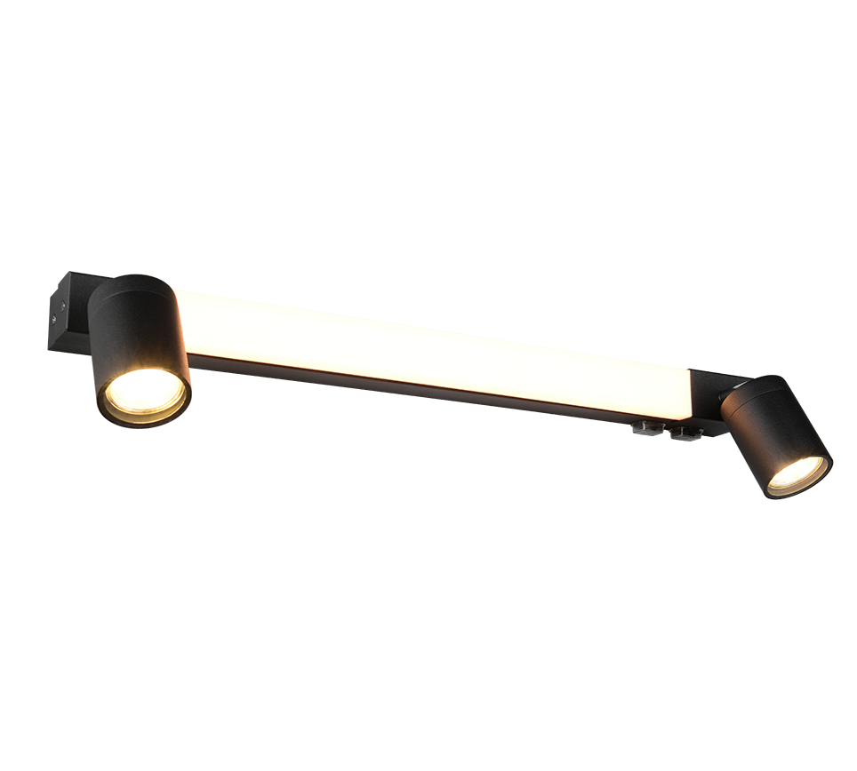 Enrico H2O LED + 2xGU10 wall lamp 60 cm matt black — 281470332