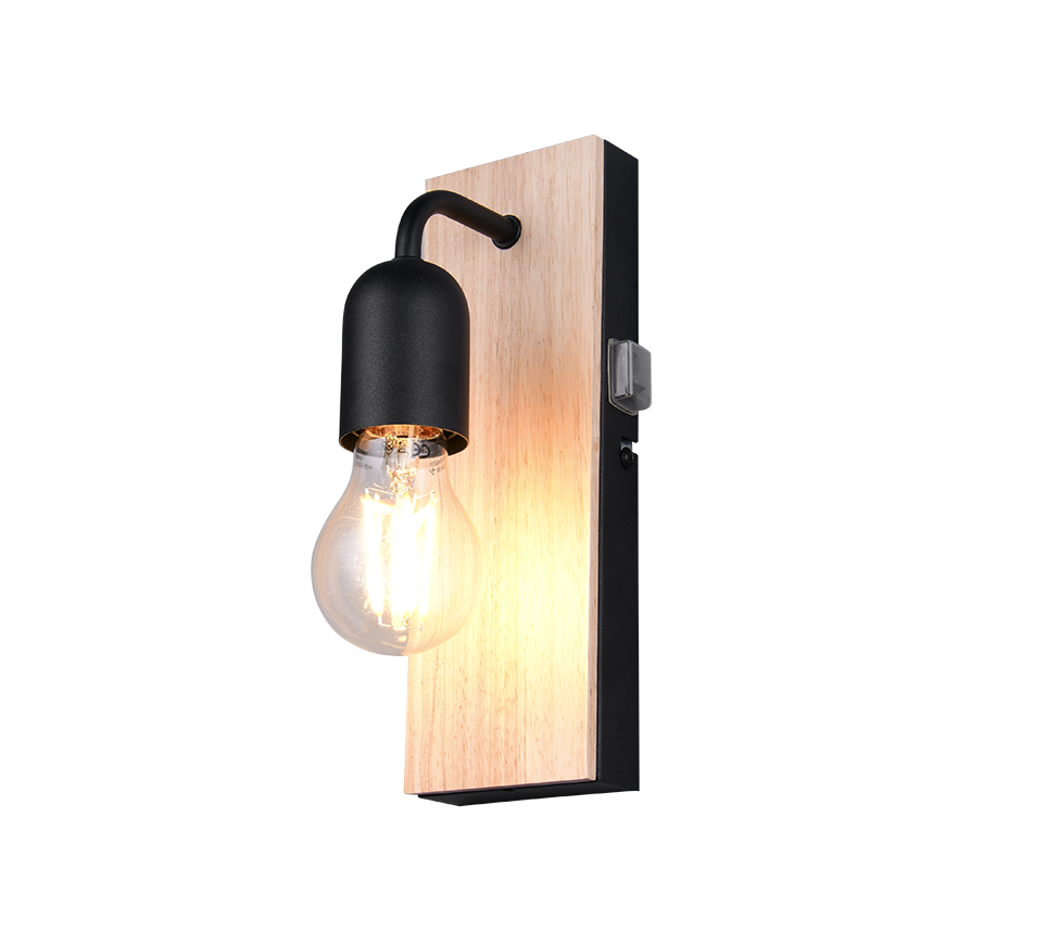 Arturo H2O wall lamp 1-pc E27 wood/matt black — 284470132