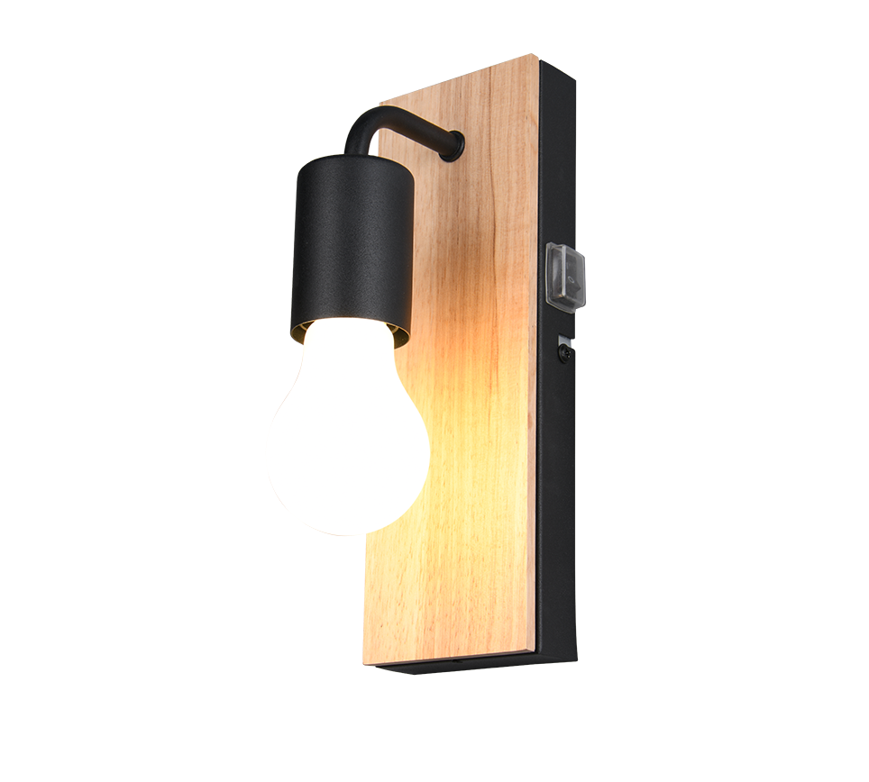 Arturo H2O wall lamp 1-pc E27 wood/matt black — 284470132