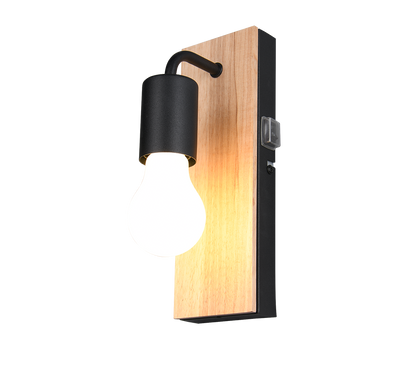Arturo H2O wall lamp 1-pc E27 wood/matt black — 284470132