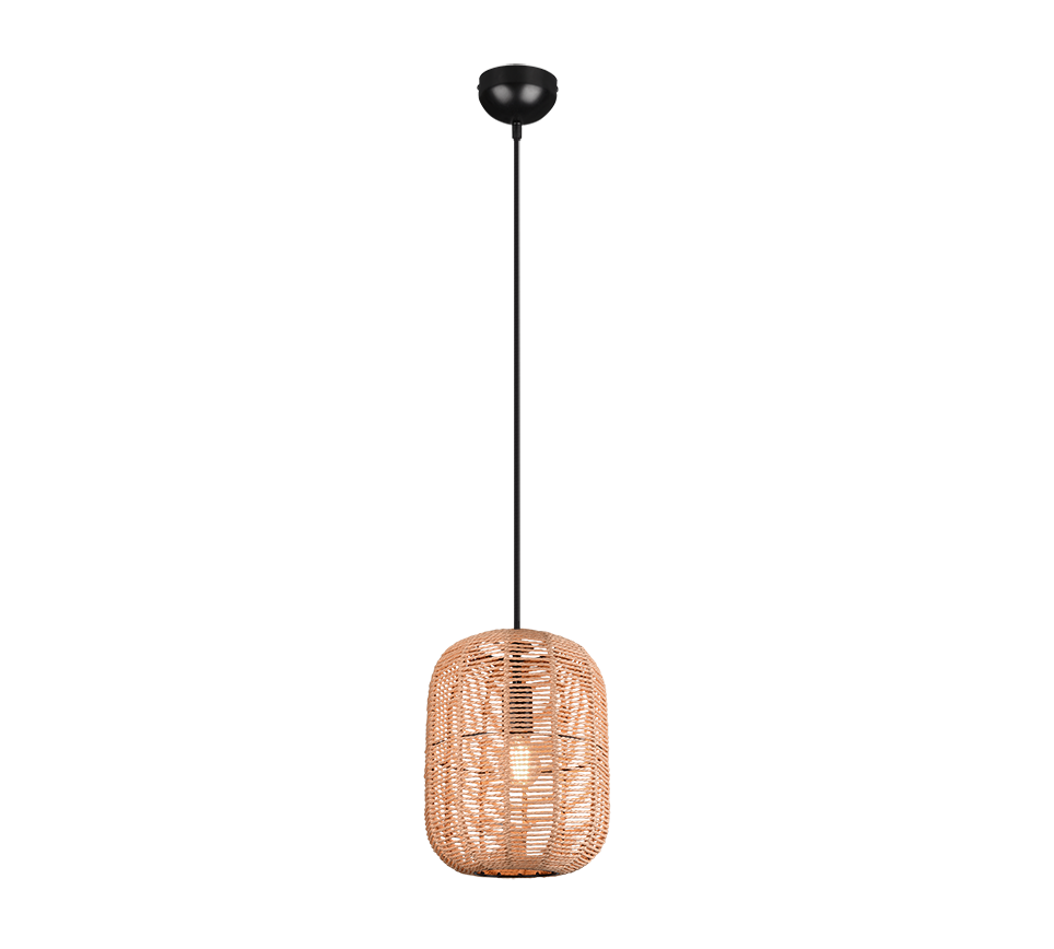 Runa pendant 25 cm E27 matt black/sisal — 303000132