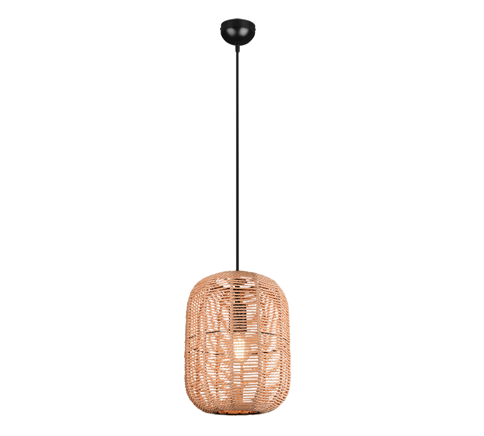 Runa pendant 35 cm E27 matt black/sisal — 303090132