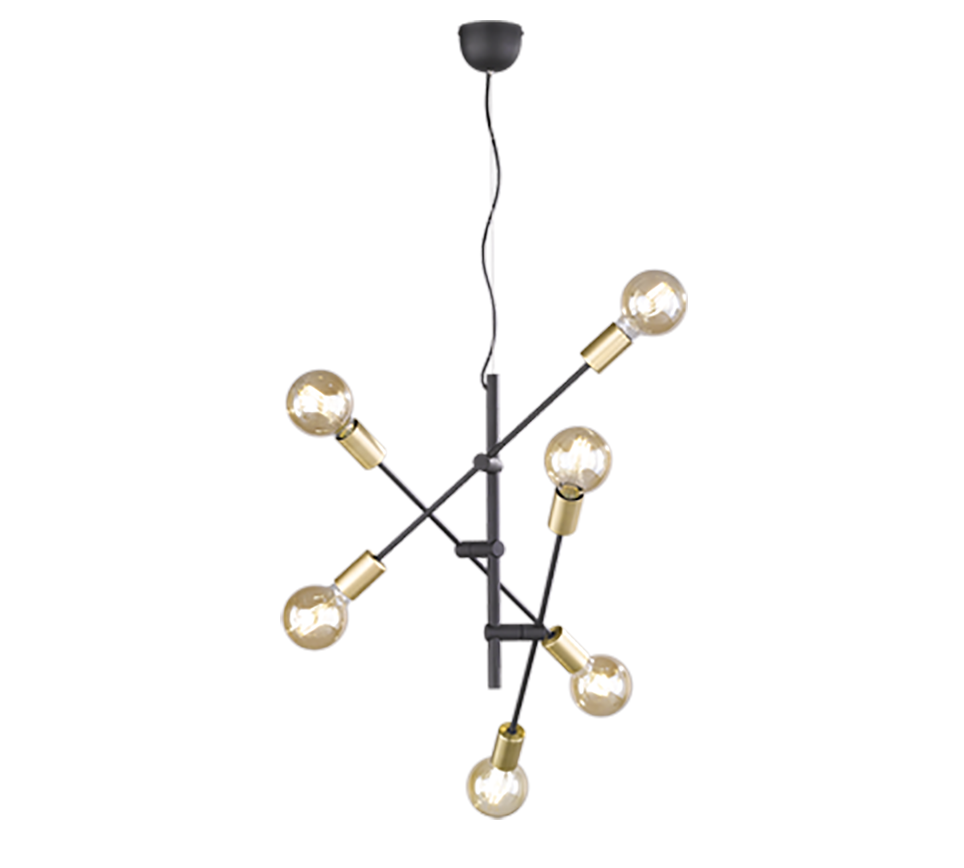 Cross pendant 6xE27 matt black/gold — 306700632