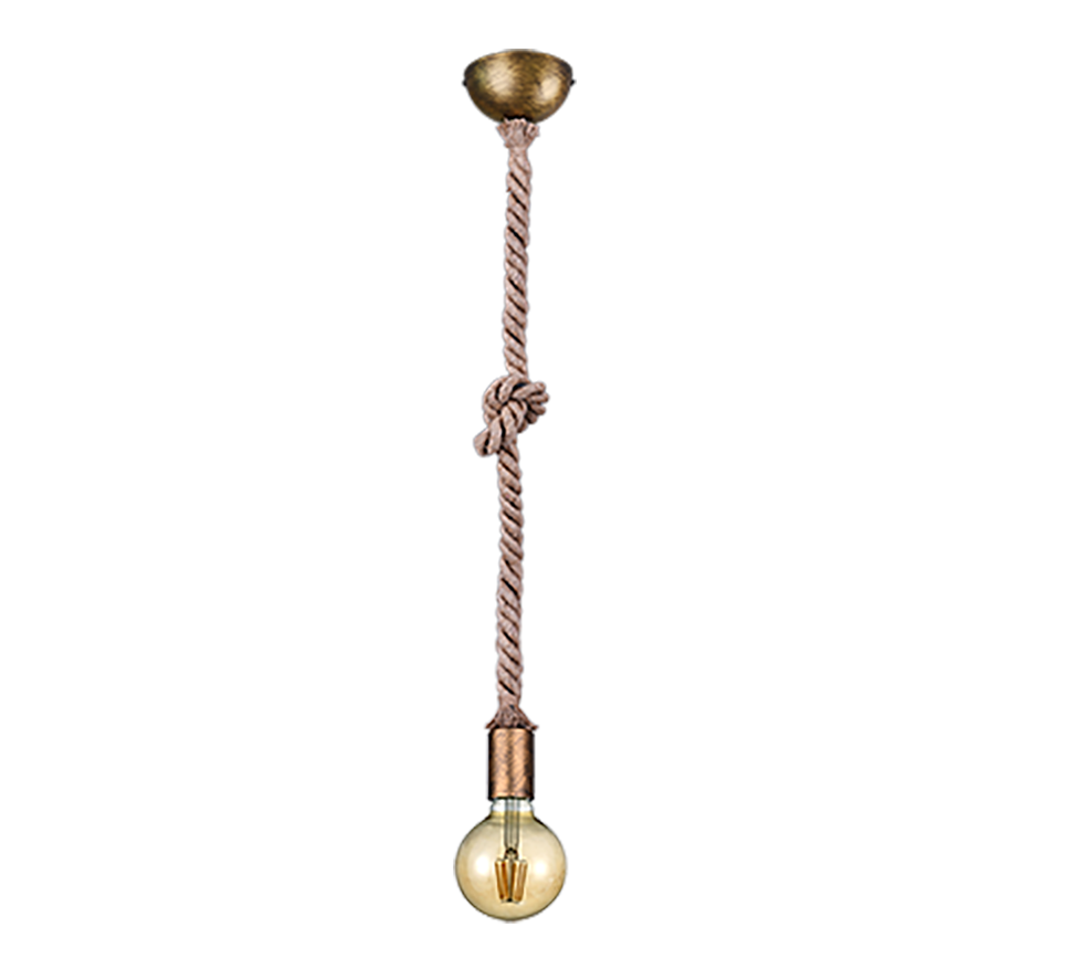 Rope pendant 1-pc E27 antique brass — 310100104