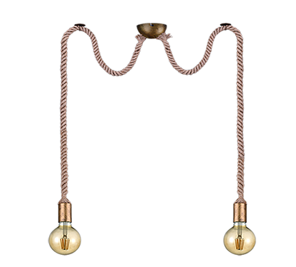 Rope pendant 2-pc E27 antique brass — 310100204