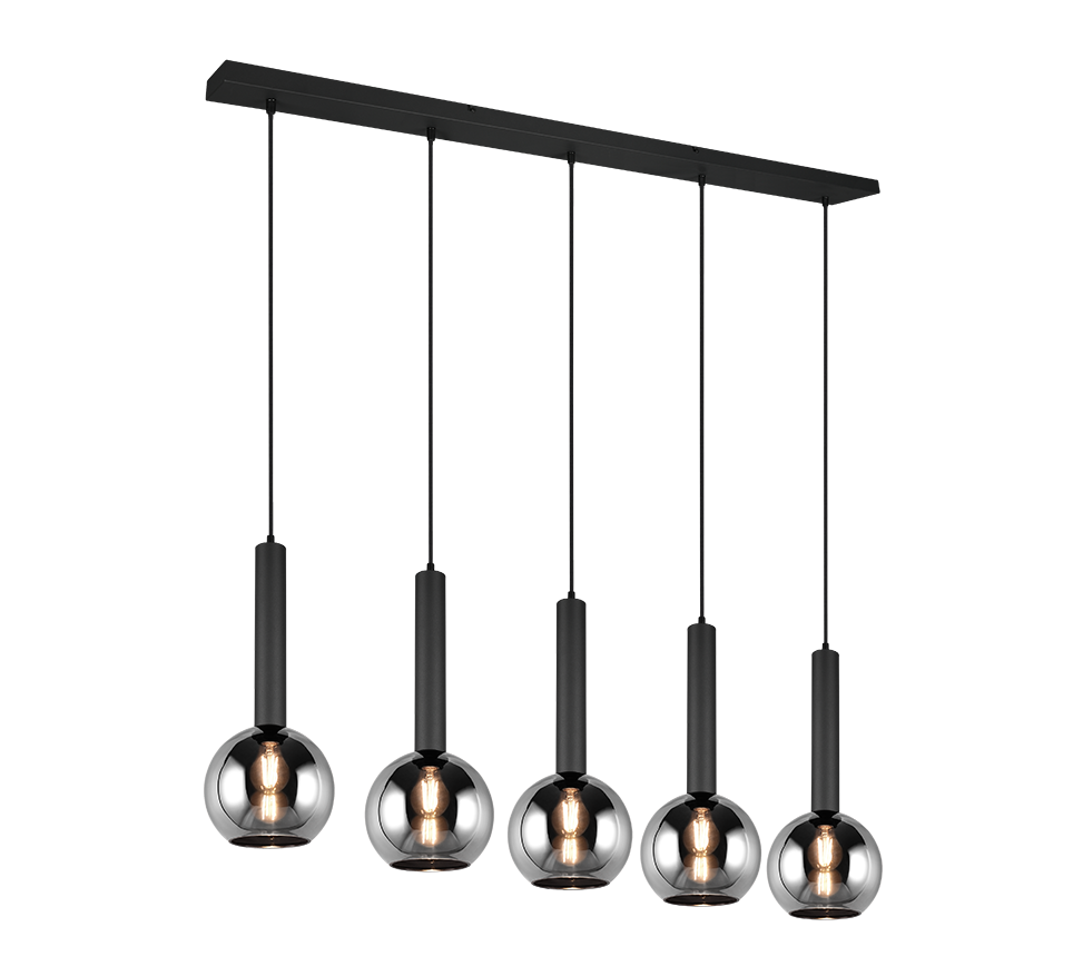 Clayton pendant 5-pc E27 matt black — 310300532
