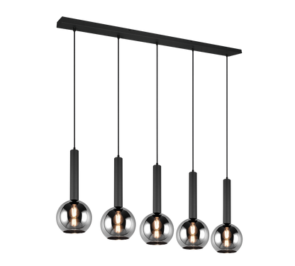 Clayton pendant 5-pc E27 matt black — 310300532