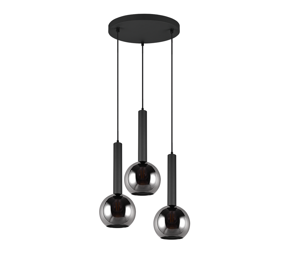 Clayton pendant 3-pc E27 matt black — 310390332
