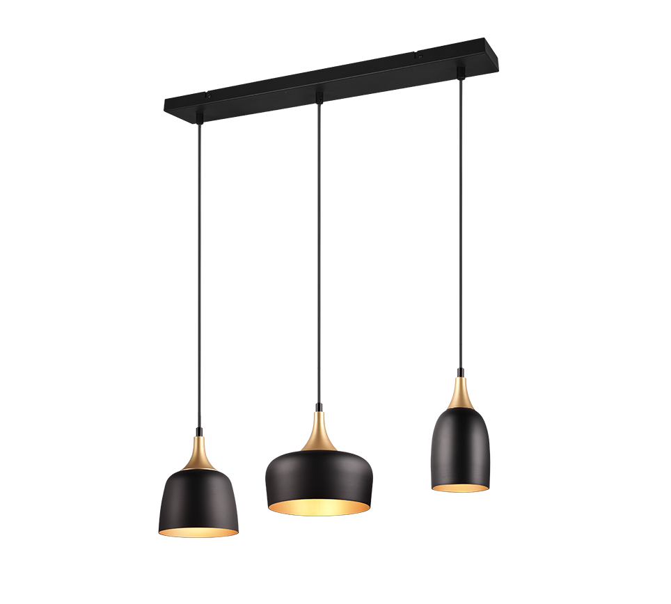 Chiraz pendant 3-pc E27 matt black/matt brass — 310500332