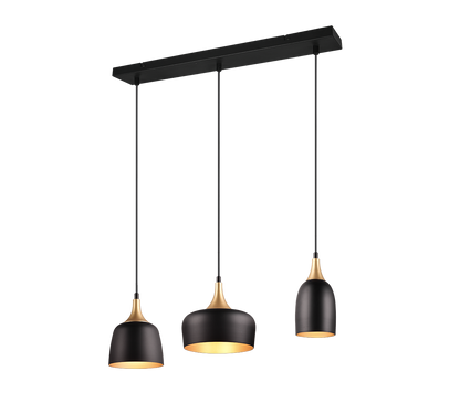 Chiraz pendant 3-pc E27 matt black/matt brass — 310500332