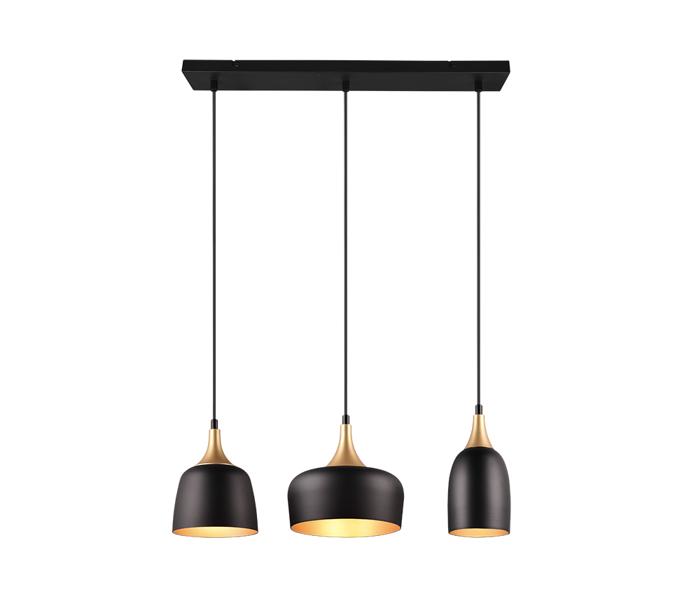 Chiraz pendant 3-pc E27 matt black/matt brass — 310500332