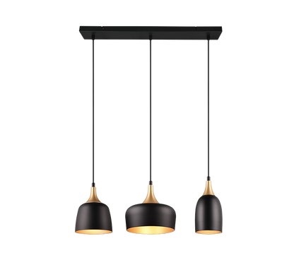 Chiraz pendant 3-pc E27 matt black/matt brass — 310500332