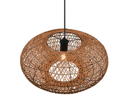 Hedda pendant E27 matt black/sisal — 312300136