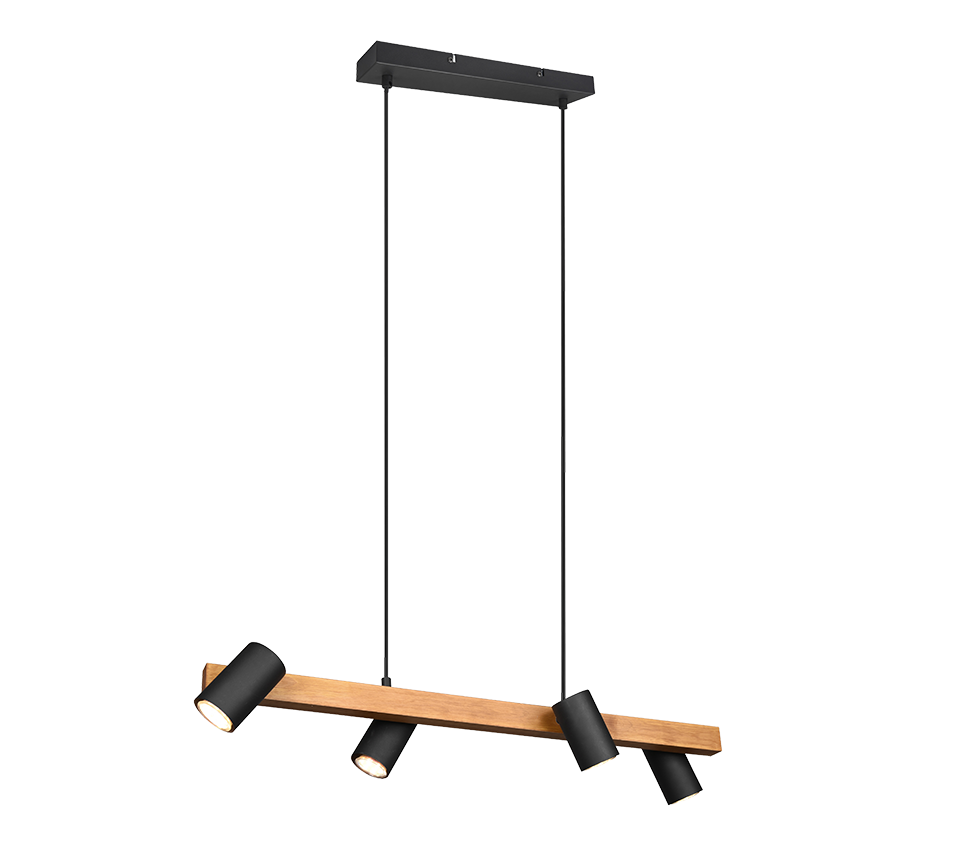 Marley pendant 4-pc 80 cm GU10 matt black/wood — 312490432
