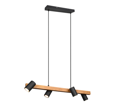 Marley pendant 4-pc 80 cm GU10 matt black/wood — 312490432