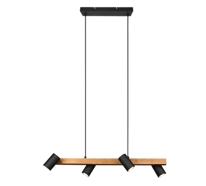 Marley pendant 4-pc 80 cm GU10 matt black/wood — 312490432