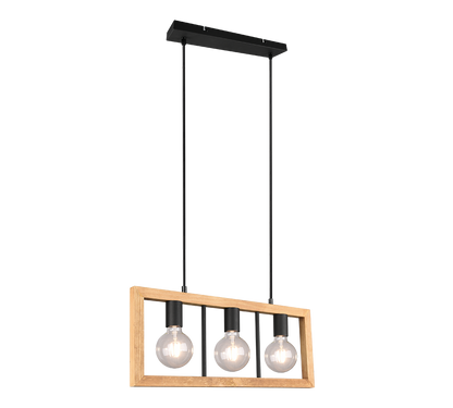 Agra pendant 3-pc E27 matt black/wood — 313800332
