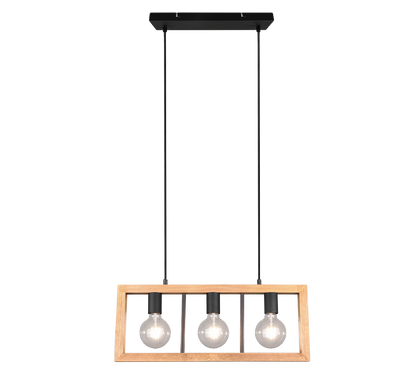Agra pendant 3-pc E27 matt black/wood — 313800332