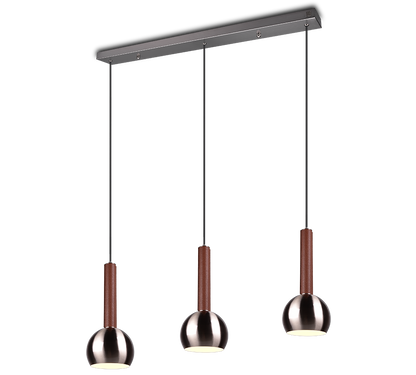 Ciliana pendant 3-pc 100 cm E27 brushed steel/brown — 316300307