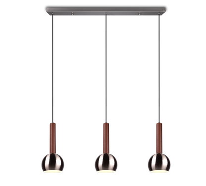 Ciliana pendant 3-pc 100 cm E27 brushed steel/brown — 316300307