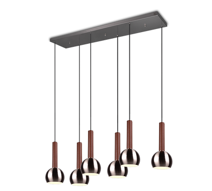 Ciliana pendant 6-pc E27 brushed steel/brown — 316300607