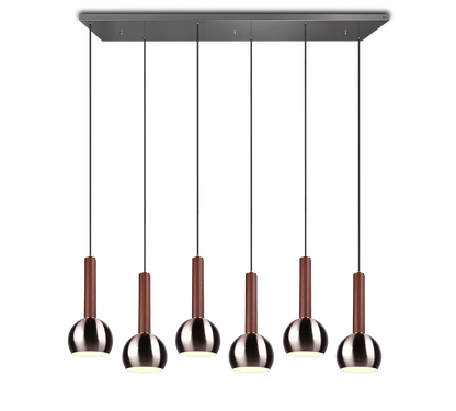 Ciliana pendant 6-pc E27 brushed steel/brown — 316300607