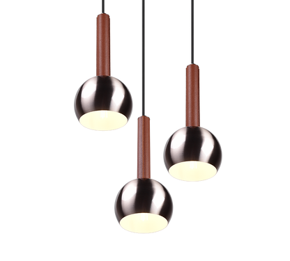 Ciliana pendant 3-pc 52 cm E27 brushed steel/brown — 316330307