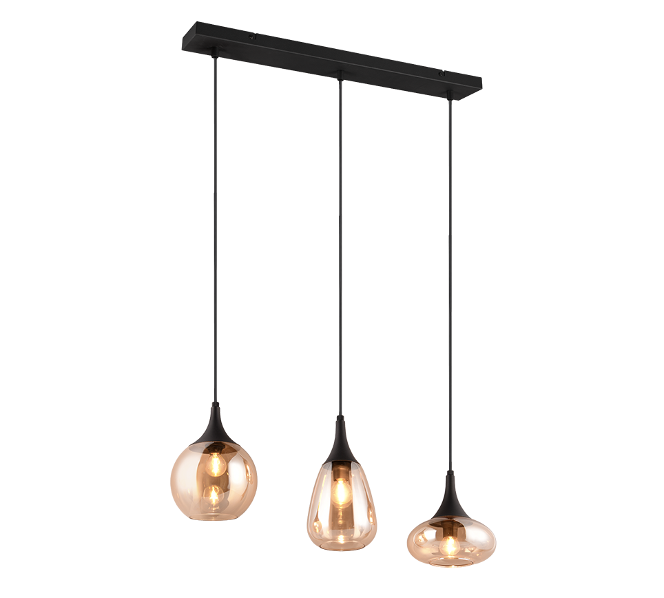 Lumina pendant 3-pc E14 matt black/amber — 317000313