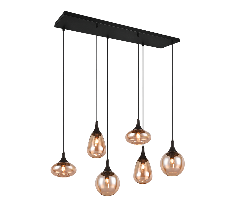 Lumina pendant 6-pc E14 matt black/amber — 317000613