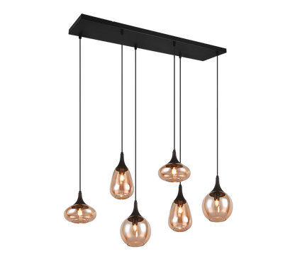 Lumina pendant 6-pc E14 matt black/amber — 317000613