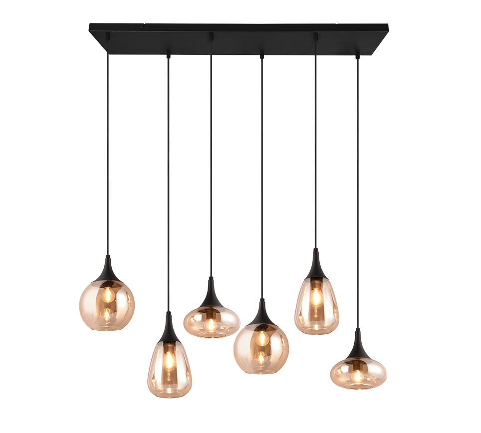 Lumina pendant 6-pc E14 matt black/amber — 317000613