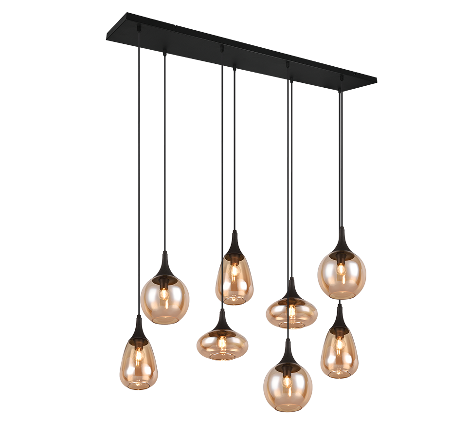Lumina pendant 8-pc E14 matt black/amber — 317000813