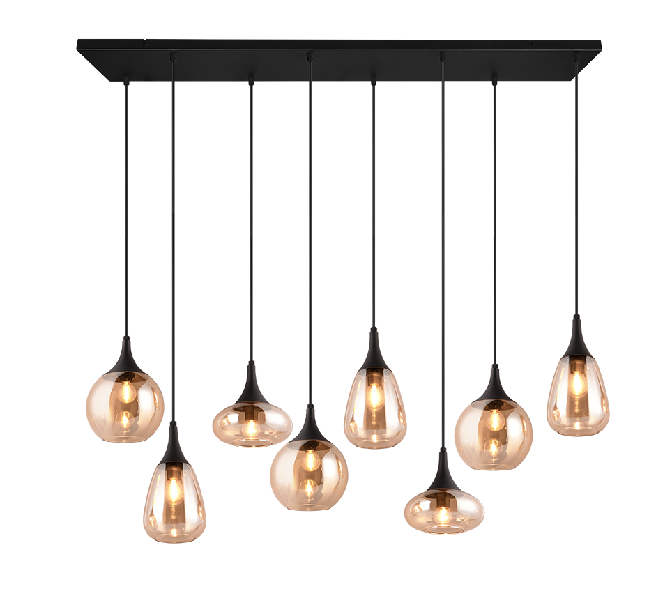 Lumina pendant 8-pc E14 matt black/amber — 317000813