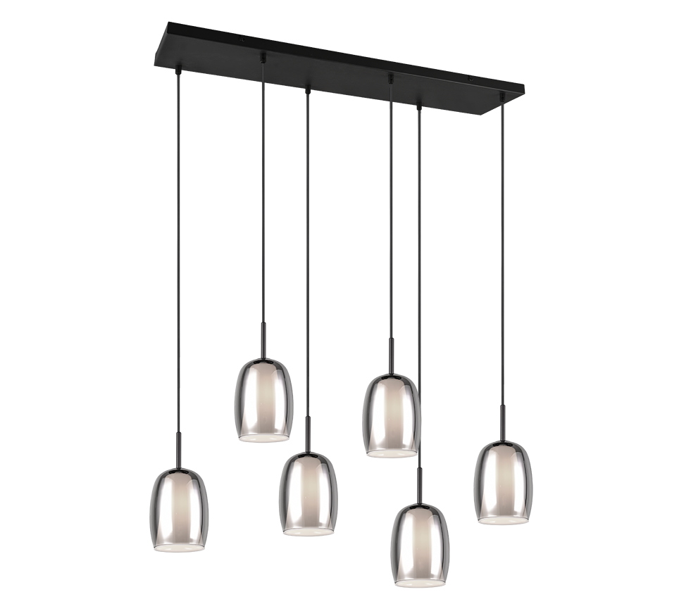 Barret pendant 6-pc E14 matt black/smoke — 317500654