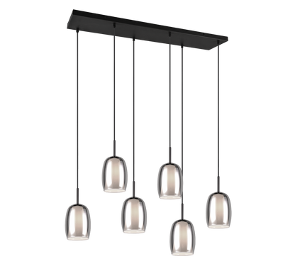 Barret pendant 6-pc E14 matt black/smoke — 317500654