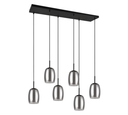 Barret pendant 6-pc E14 matt black/smoke — 317500654