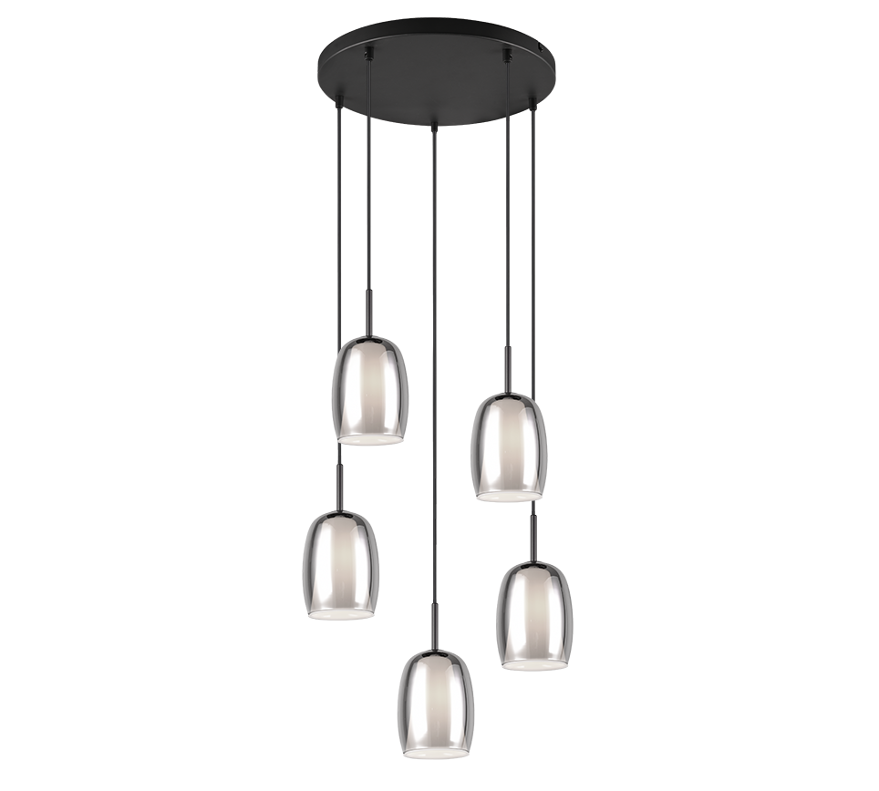 Barret pendant 5-pc E14 matt black/smoke — 317530554