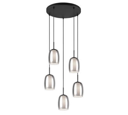Barret pendant 5-pc E14 matt black/smoke — 317530554