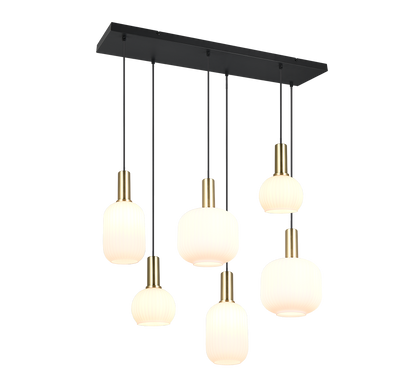 Diva pendant 6-pc E27 matt brass/white — 319800608