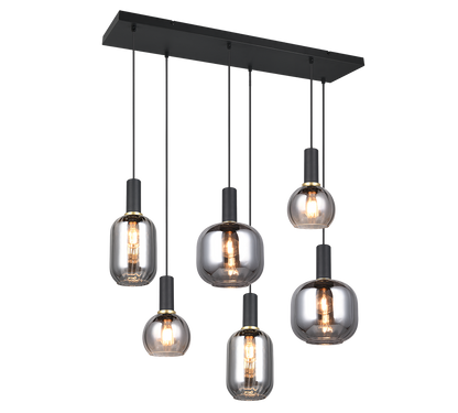 Diva pendant 6-pc E27 matt black/chrome plated — 319800632