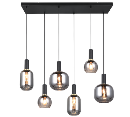 Diva pendant 6-pc E27 matt black/chrome plated — 319800632